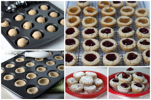 Jam Filled Pecan Snowball Cookies Collage Barbara Bakes
