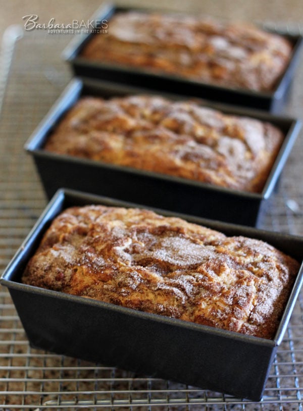 Snickerdoodle Bread in loaf pans