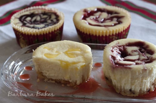 Lemon and Berry Swirl Mini Cheesecakes