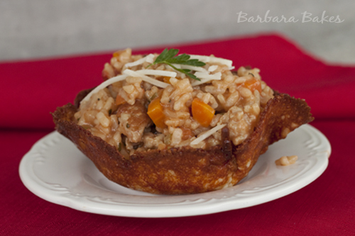 Risotto Bolognese in Fried Parmesan Bowls