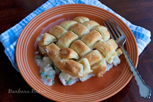 Chicken Pot Pie with Woven Puff Pastry Crust