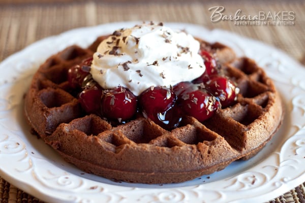 Featured Image for post Black Forest Waffle Brownies 
