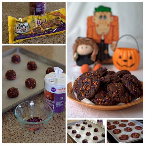 Halloween Chocolate Chocolate Chip Cookies Collage | Barbara Bakes