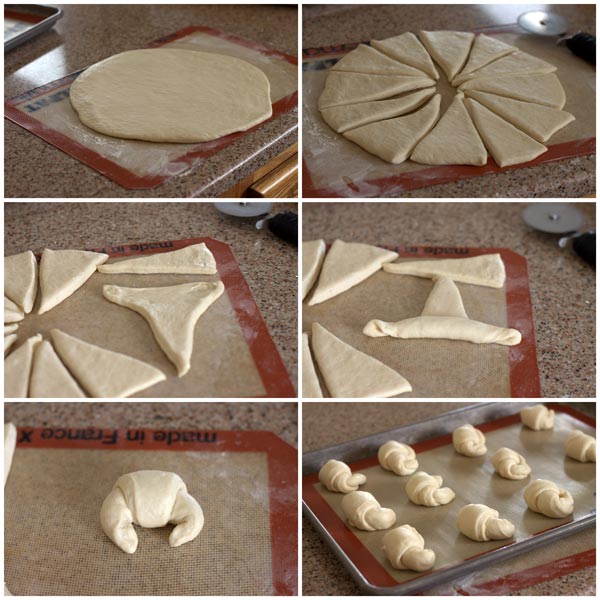 Collage of how to Shape Crescent Rolls
