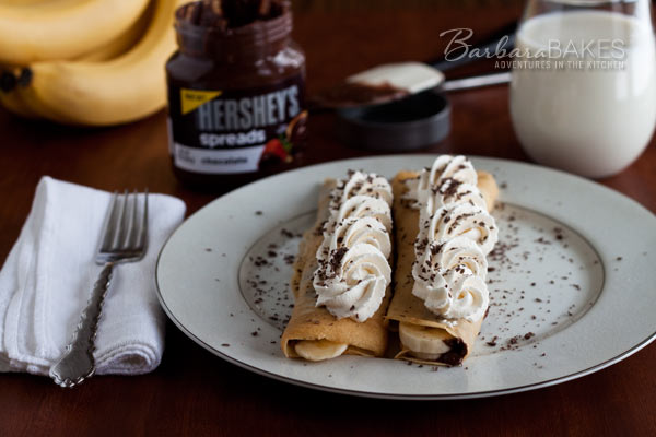 Chocolate Banana Crepes @BarbaraBakes.com