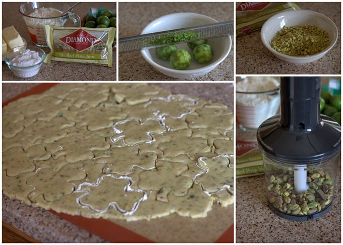 Collage of Making Pistachio Key Lime Shortbread Cookies