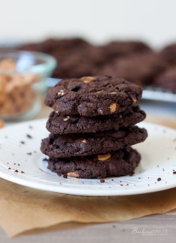 Chocolate Peanut Butter Chip Cookie Recipe - Rich, fudgy chocolate cookies loaded with semi-sweet chocolate chips and soft peanut butter chips.