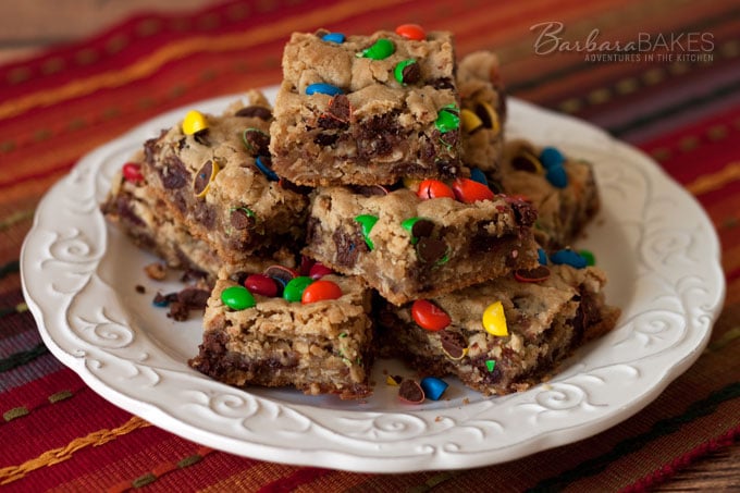 Featured Image for post Chocolate Chip Coconut Oatmeal Bar Cookies with Dried Cherries and M&Ms 