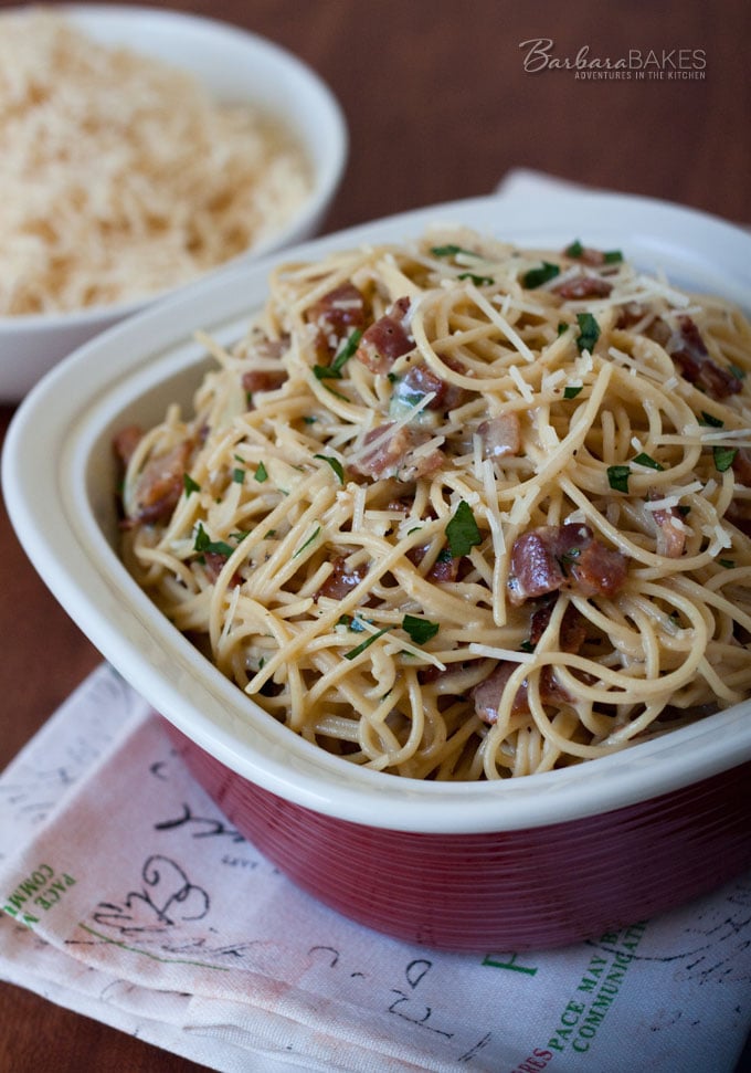 Pasta Carbonara - quick, and easy to make dinner recipe. 