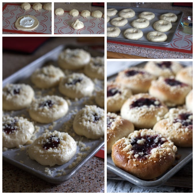 Collage of making Plum and Quark Filled Kolaches