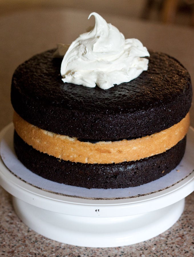 Triple Layer Black and White Cake