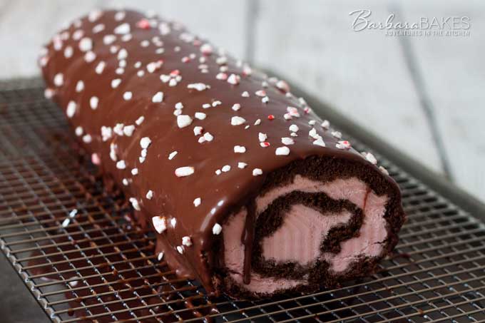 Chocolate Peppermint Ice Cream Cake Roll recipe