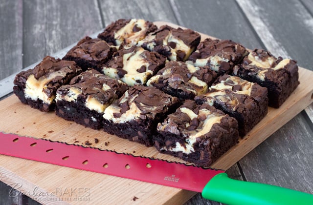 Easy-to-make Chocolate Chip Cheesecake Brownies from Barbara Bakes