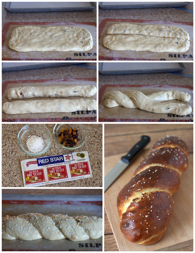 Collage of making Apricot Cherry Breakfast Bread