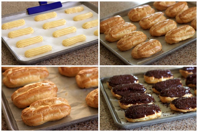Collage of making Chocolate Eclairs