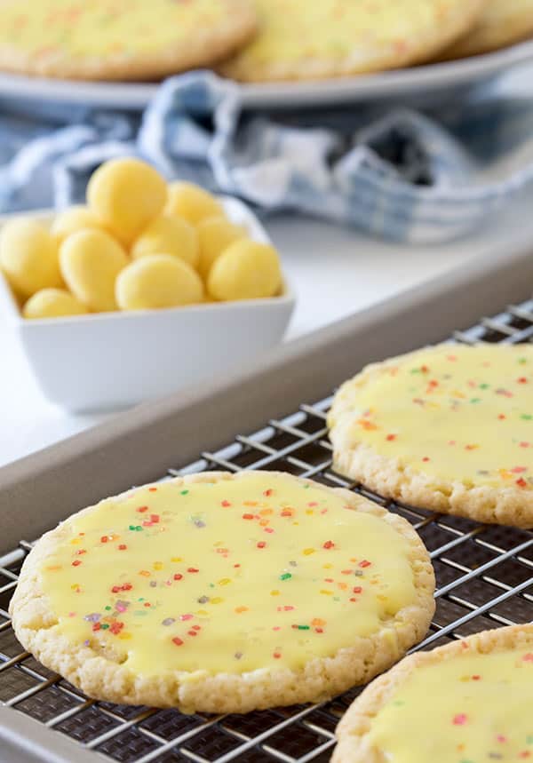 Lemon Drop Candies are the secret ingredient for Iced Over The Top Lemon Drop Candy Cookies. Betcha can't eat just one.