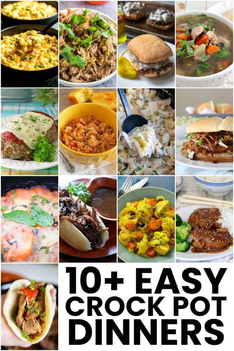 PInterest collage of 10+ Easy Crockpot Dinners