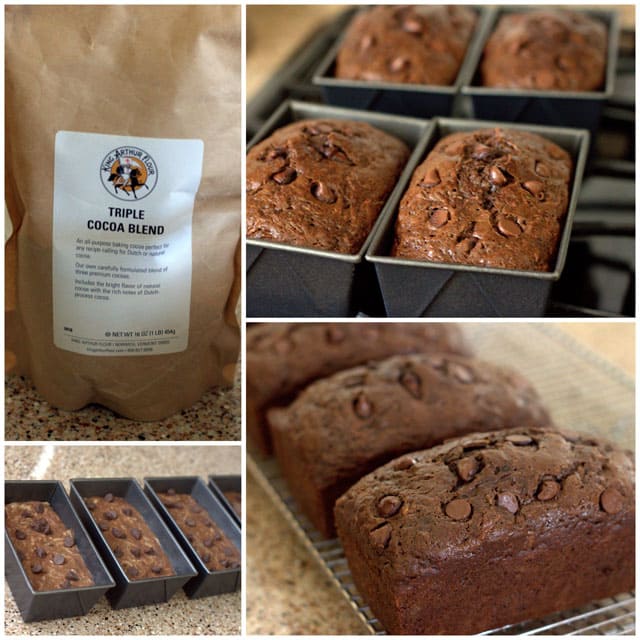 Collage of making Chocolate Chocolate Chip Zucchini Bread