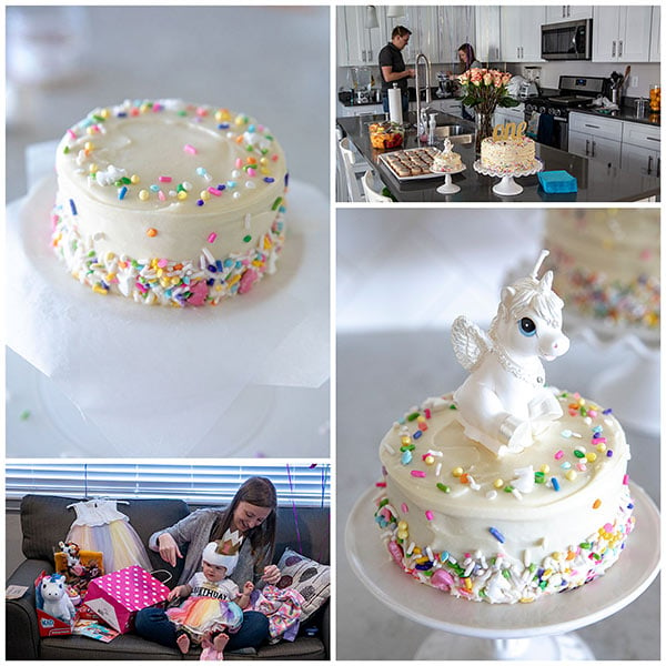 Unicorn birthday party collage