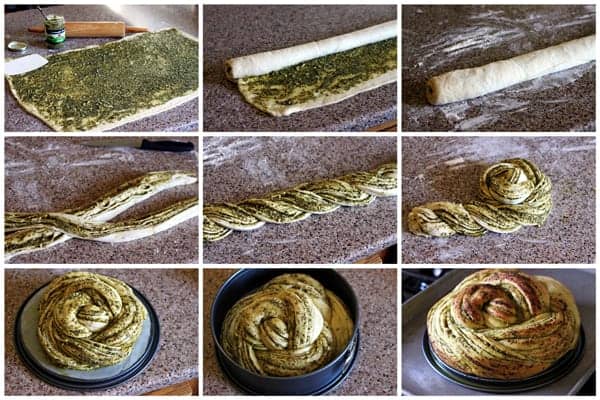 Step by step photos collage of how to make Russian Braided Bread