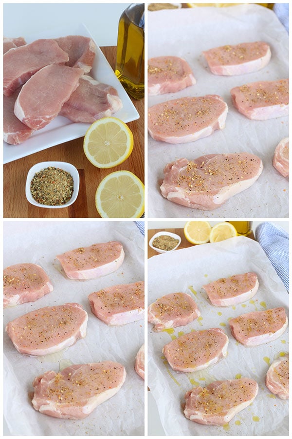 collage of preparing Pork Chops for Grilling