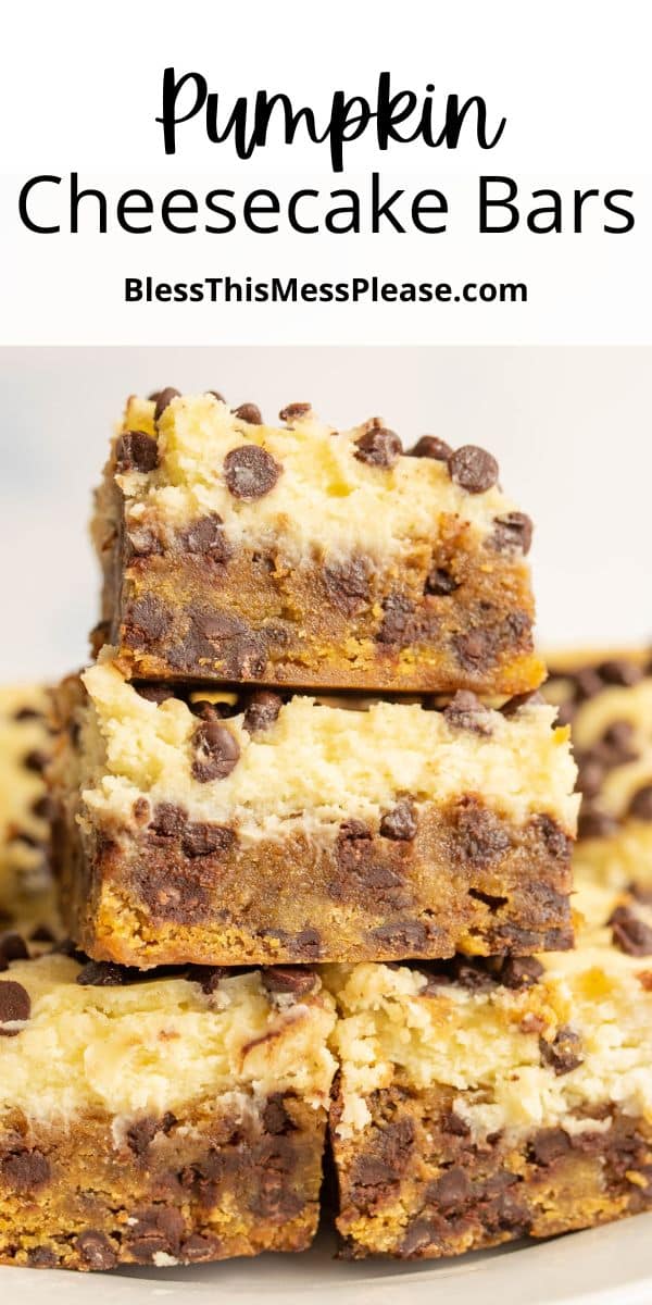 pin of pumpkin cheesecake bars with text