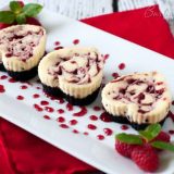 Featured Image for post Heart Shaped Mini Raspberry Swirl Cheesecake