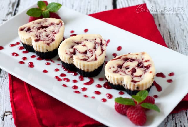Heart Shaped Mini Raspberry Swirl Cheesecake for those you love. 
