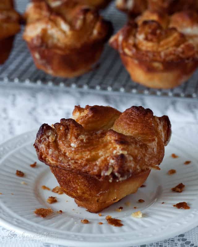 Kouign Amann is a croissant dough with sugar layered in during the last turn so after it's baked the pastries are sweet, crunchy, buttery and super flaky.