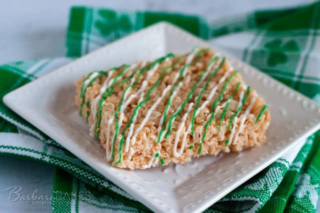 St. Patrick's Day Rice Krispie Treat from @BarbaraBakes