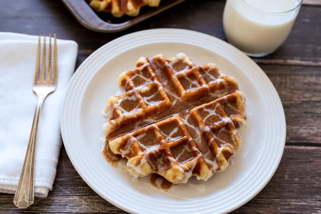 Featured Image for post Cinnamon Roll Liege Waffles - Belgian Sugar Waffles 