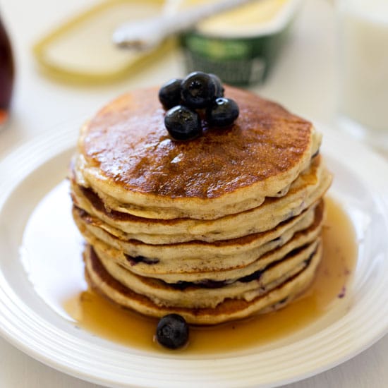 These light and fluffy whole wheat lemon ricotta blueberry pancakes are a must try.