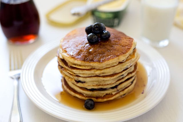 Featured Image for post Whole Wheat Lemon Ricotta Blueberry Pancakes 