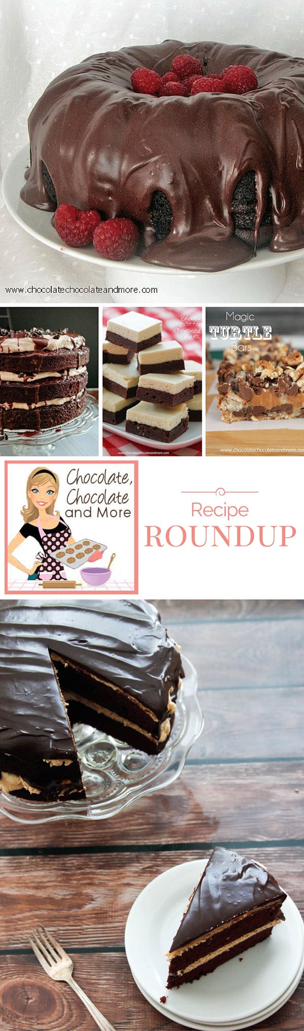 Collage of Chocolate Chocolate and More Recipe Roundup and Tribute