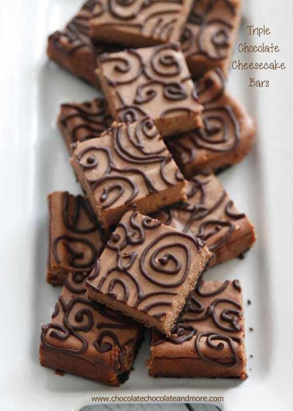 Triple Chocolate Cheesecake Bars from Chocolate Chocolate and More