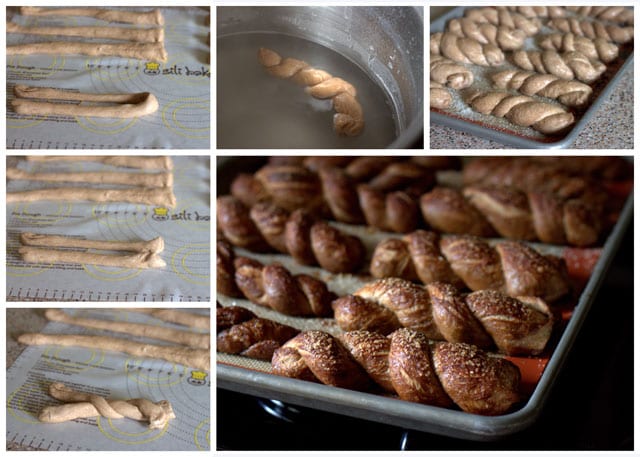 Collage showing the making of Cinnamon Pretzel Twists