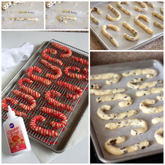 Collage of making Cherry Lemon Candy Cane Cookies