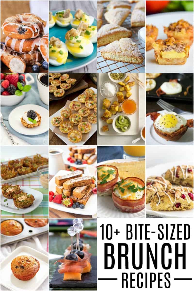 PInterest collage of 10+ Bite-Sized-Brunch Recipe Ideas