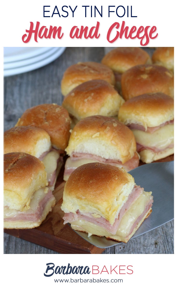 Ham and Cheese Sliders ready for wrapping in foil for the grill.