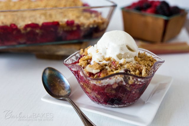 Featured Image for post Triple Berry Rhubarb Crisp 