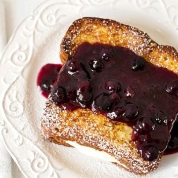 Featured Image for post Lemon Cream Cheese Stuffed French Toast with Blueberry Compote