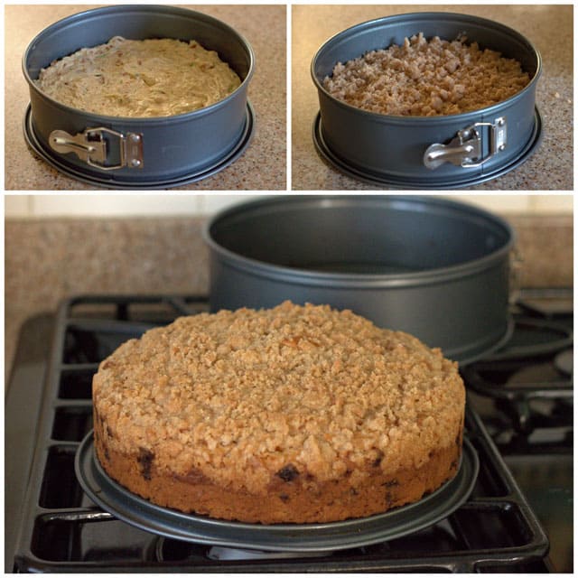 Collage of making Cinnamon Zucchini Streusel Coffee Cake