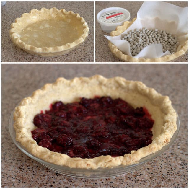 Collage of making a Lemon Blackberry Chess Pie