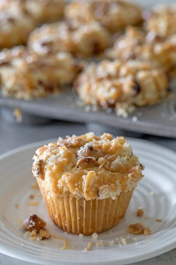 Decadent mini caramel coffee cakes topped with&nbsp;a crunchy streusel topping and a caramel drizzle. Perfect for a sweet morning treat or decadent dessert.