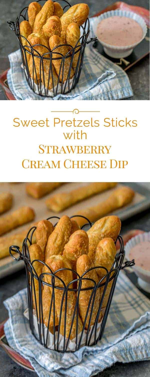 These Sweet Pretzels Sticks with Strawberry Cream Cheese Dip are a fun-to-make, fun-to-eat snack that's perfect for after school or even dessert. 