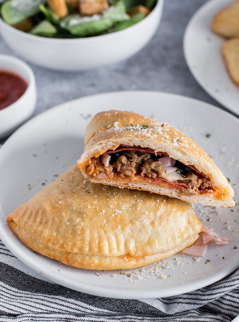 Meat Lovers Calzone on a plate