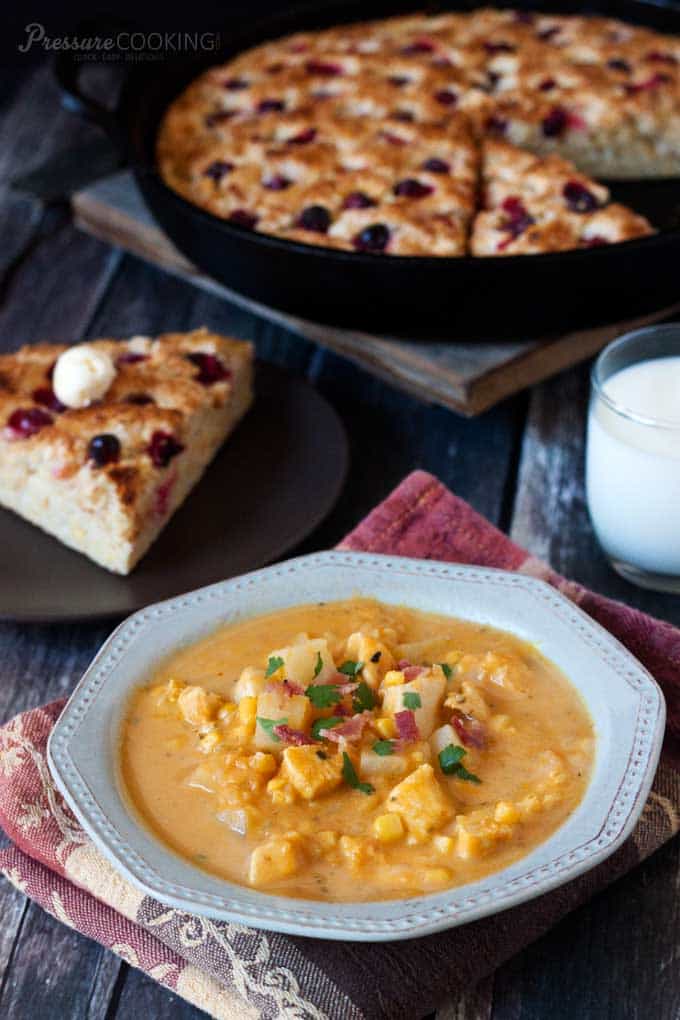 Pumpkin corn chowder - a soup made with fresh corn