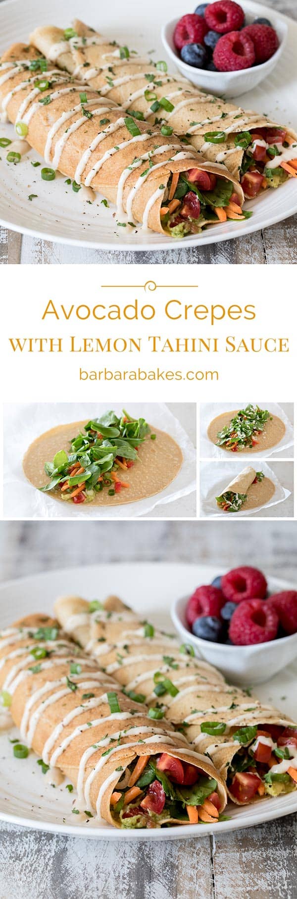 Avocado Crepes with Lemon Tahini Sauce Collage