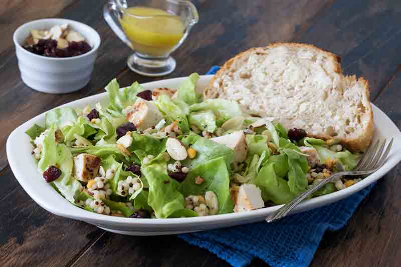 Featured Image for post - Butter Lettuce Couscous Salad With Grilled Chicken, Cranberries And Almonds 