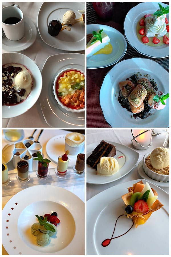 collage of desserts aboard the Celebrity Reflection.